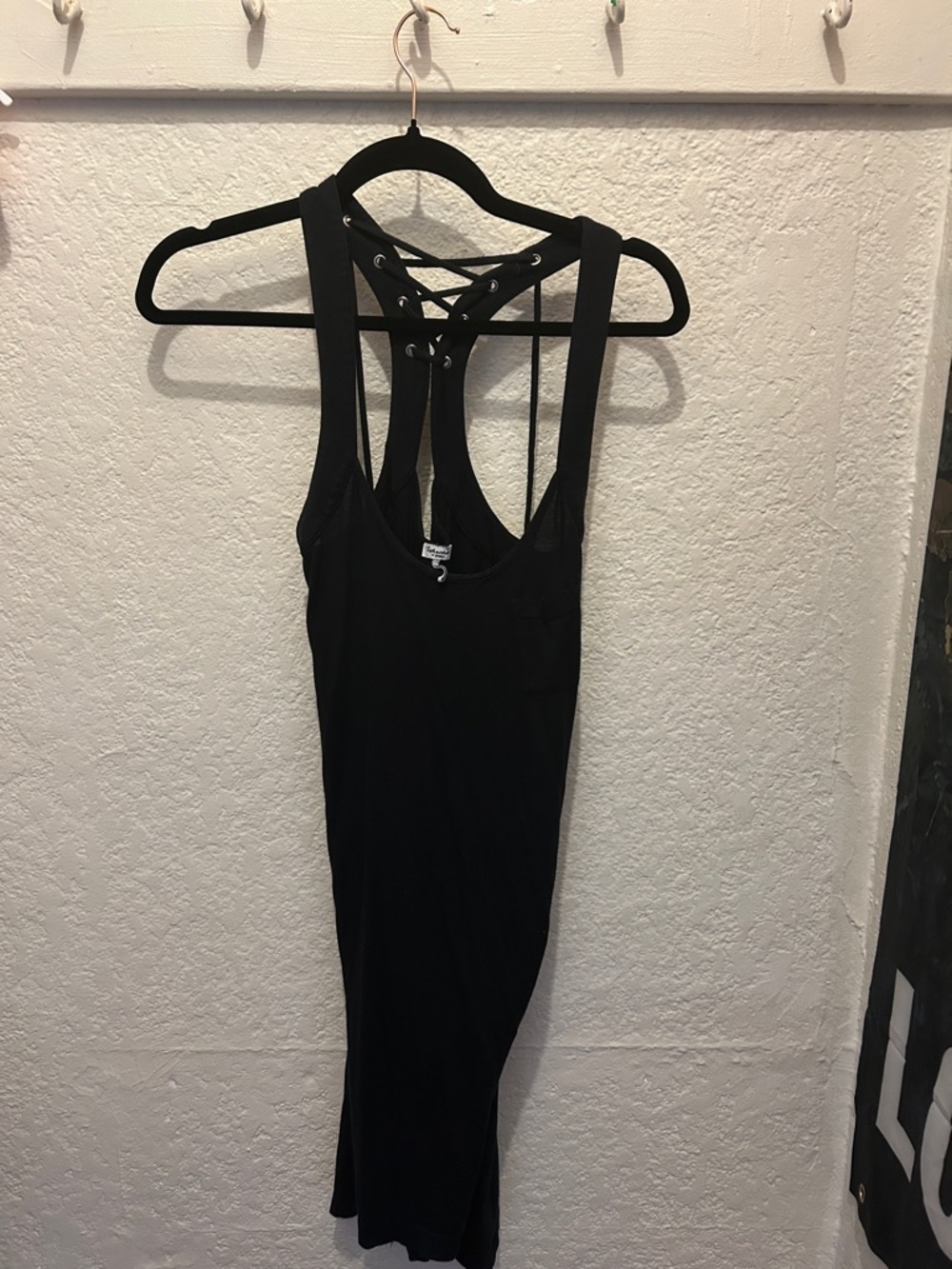 Splendid Black Lace-Up Back Tank Top